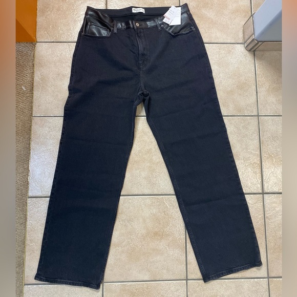 Leather/jeans. Ambercrombie. 34 Long BNWT - Picture 1 of 4